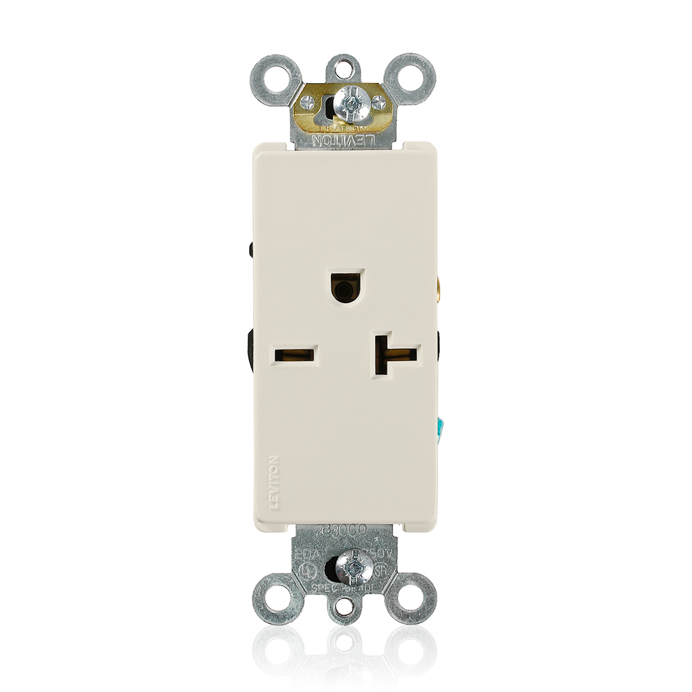 20 Amp Decora Plus Single Receptacle/Outlet, Commercial Grade, Self-Grounding