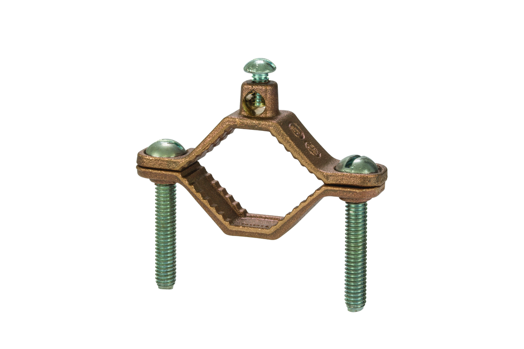 Bronze Ground Clamp for Water Pipe, 1-1/4″ to 2″ Pipe, Steel Screws