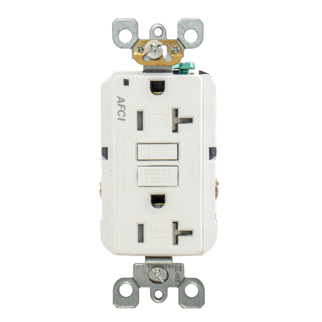20A ARC FAULT TR RECEPTACLE WHITE