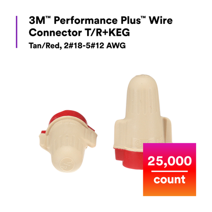 3M Performance Plus Wire Connector T/R+KEG, 25,000 per Keg, smooth, comfortable feel, 25000/DR