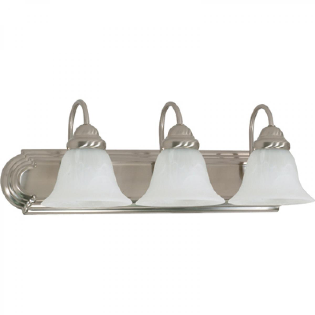 Ballerina - 3 Light 24" Vanity with Alabaster Glass - Brushed Nickel Finish