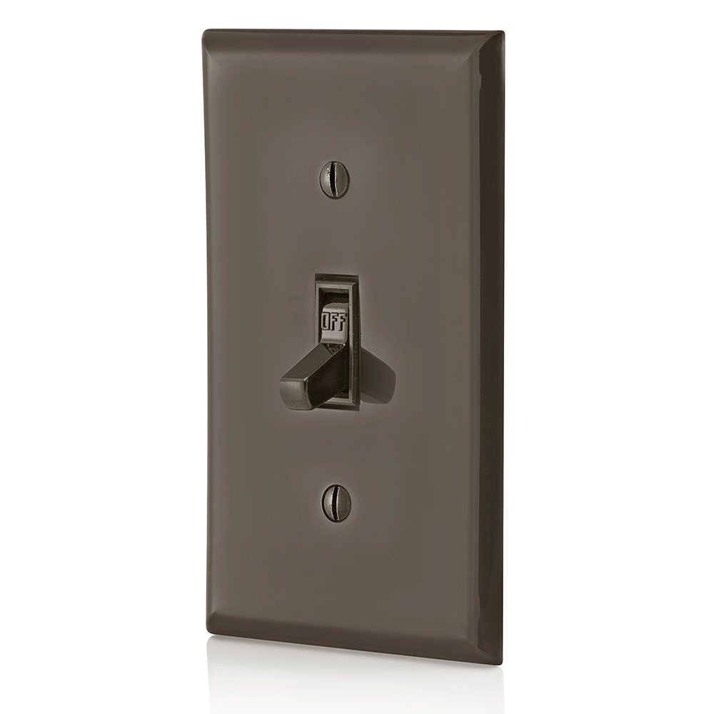 15 Amp Single-Pole Toggle Switch, Grounding, Brown