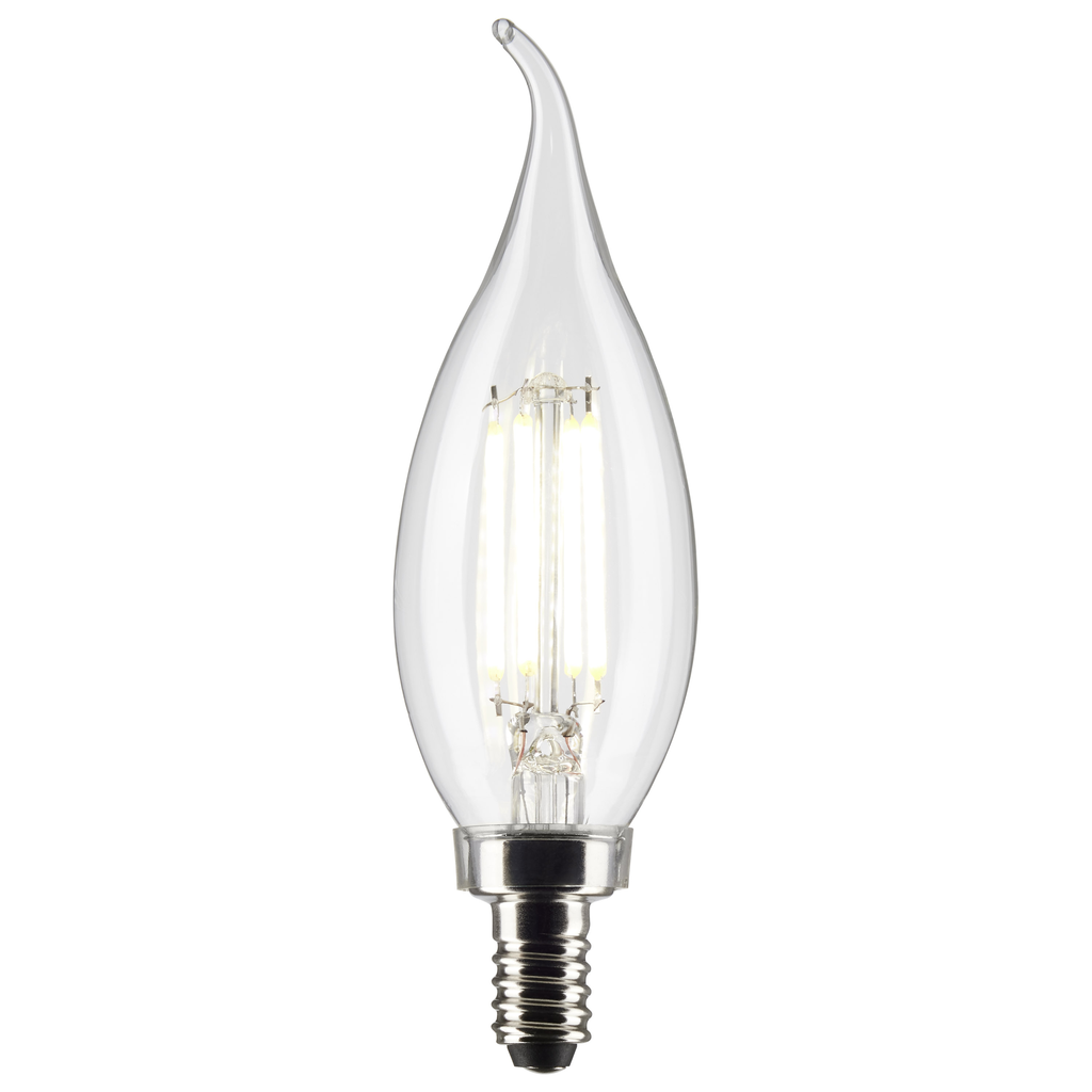 4 Watt CA10 LED; Clear; Candelabra base; 90 CRI; 2700K; 120 Volt