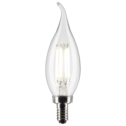 4 Watt CA10 LED; Clear; Candelabra base; 90 CRI; 2700K; 120 Volt