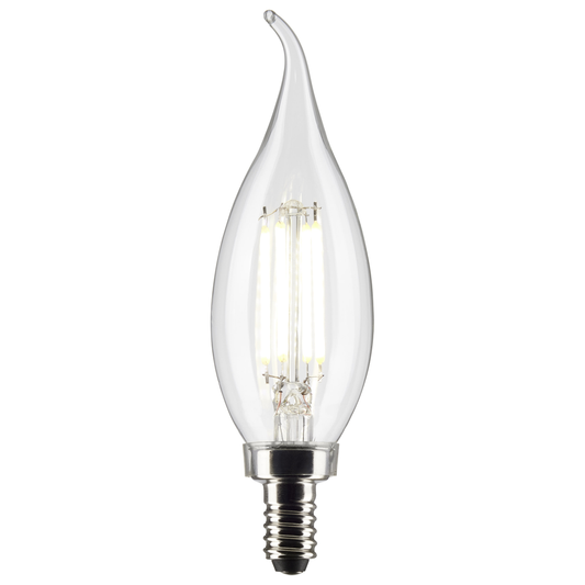 4 Watt CA10 LED; Clear; Candelabra base; 90 CRI; 2700K; 120 Volt