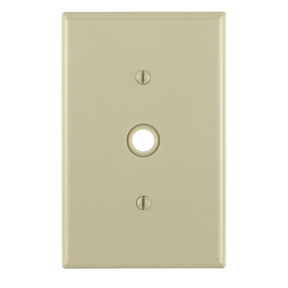 1-Gang .406 Inch Cable Wallplate, Midway Size, Thermoplastic Nylon, Ivory