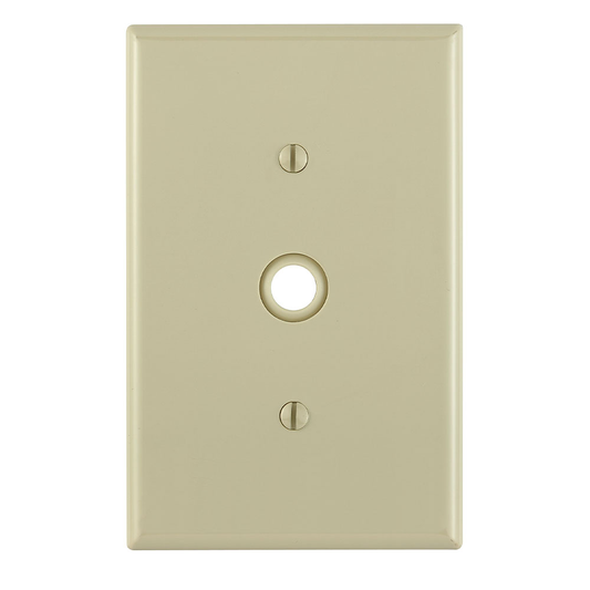 1-Gang .406 Inch Cable Wallplate, Midway Size, Thermoplastic Nylon, Ivory