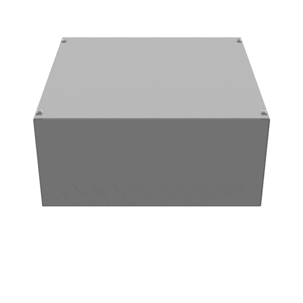 18x8x18 Screw Cover Type 1 UL Steel KOs Gray Cover w/Teardrop Slots Holes In Back