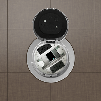 6AT Prewired Evolution™ Poke Thru Device, Flush Style Cover, Aluminum