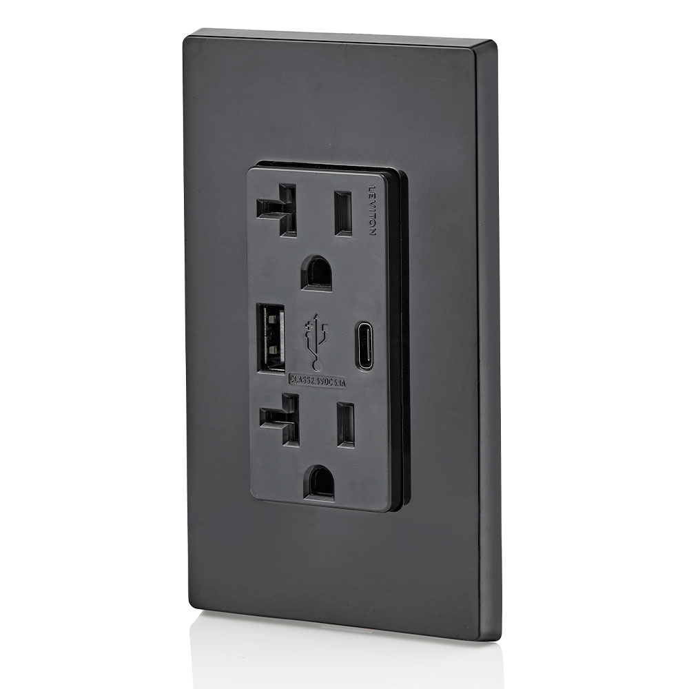 5.1A USB Type A/Type-C Wall Outlet Charger with 20A Tamper-Resistant Receptacles