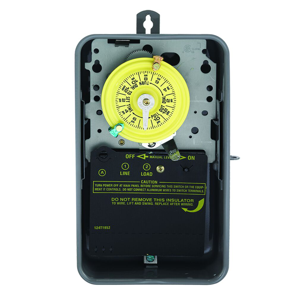 24-Hr Mechanical Time Switch, 120 VAC, 60Hz, SPST, Ind/Outd Metal Enclosure, 1 Hr Interval
