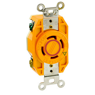 30 Amp, 250 Volt, Flush Mount Locking Receptacle, Industrial Grade
