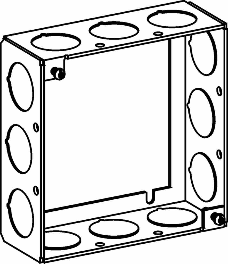 1-1/2" DEEP, 4" SQUARE (4S) EXTENSION RING WELDED WITH 1/2" KO