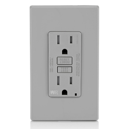 15 Amp GFCI Weather-Resistant Outlet, Self Test, Tamper-Resistant with LED Indicator Light