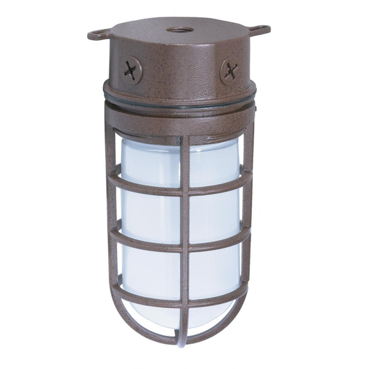 1 Light - 10" Vapor Proof - Surface Mount with Frosted Glass - Old Bronze Finish