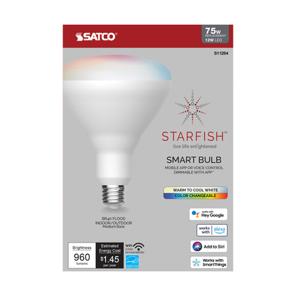 12 Watt; BR40 LED; RGB & Tunable White; Starfish IOT; Medium Base; 120 Volt