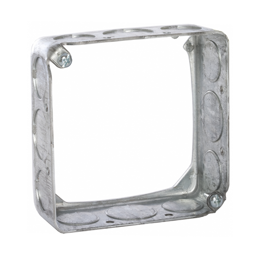 4 in. Square Extension Ring, Drawn, 1-1/2 in. Deep, Eight 1/2 in. and Four 3/4 in. KO's