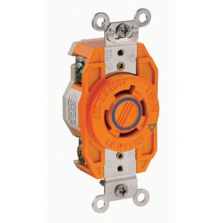 20 Amp, 250 Volt, Flush Mount Locking Receptacle, Industrial Grade