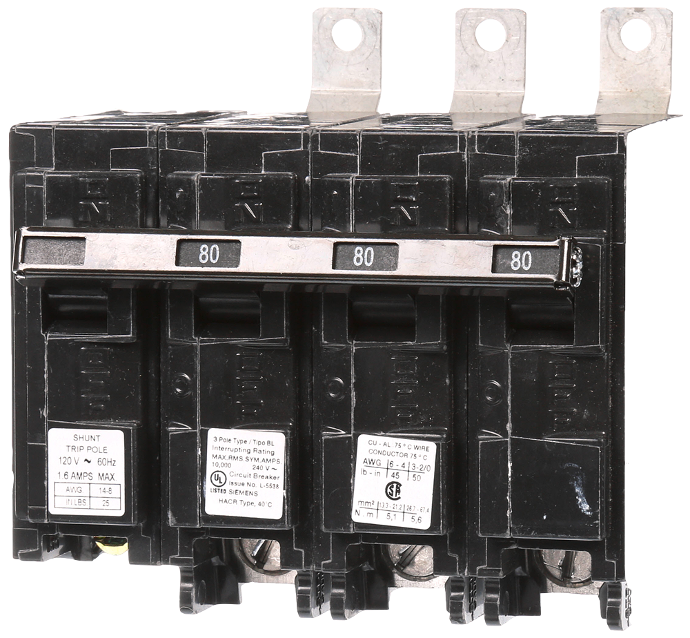 BREAKER 80A 3P 240V 10K BL 120V SHUNT