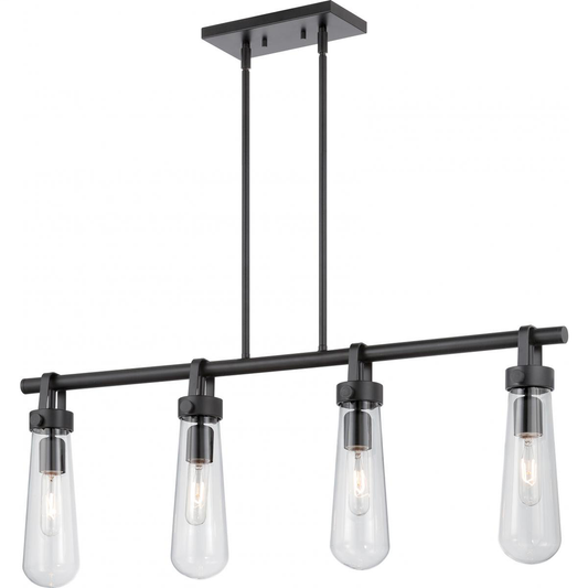 Beaker - 4 Light Island Pendant with Clear Glass -Aged Bronze Finish