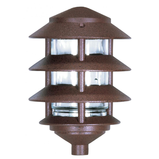 1 Light - 9" Pathway Light - Three Louver - Small Hood - Old Bronze Finish