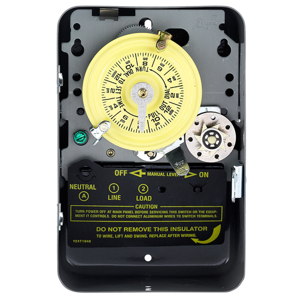 24-Hour Mechanical Time Switch with Skip-a-Day, 208-277 VAC, 60Hz, SPST, Indoor Metal Enclosure, 1 Hour Interval