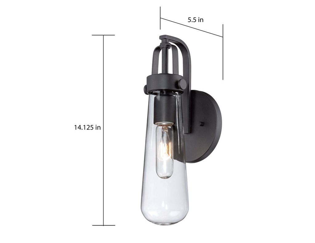 Beaker - 1 Light Wall Sconce with Clear Glass -Aged Bronze Finish