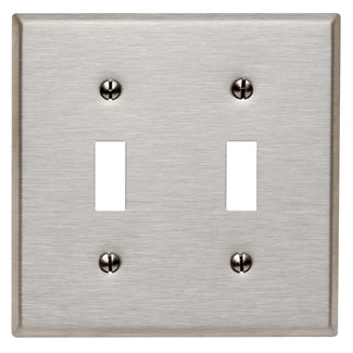 2-Gang Toggle Switch Wallplate, Standard Size, Magnetic Stainless Steel