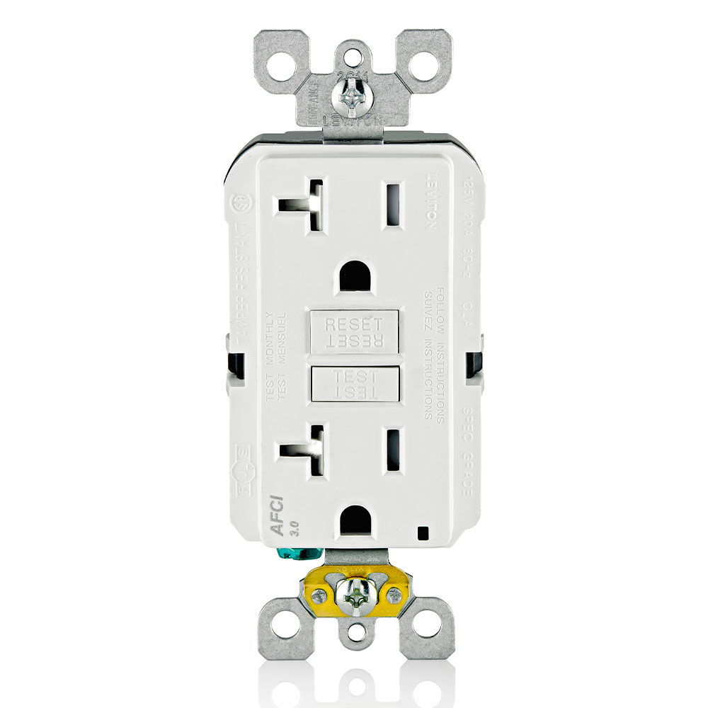 20 Amp, Self Test, Tamper-Resistant AFCI Outlet with LED Indicator Light