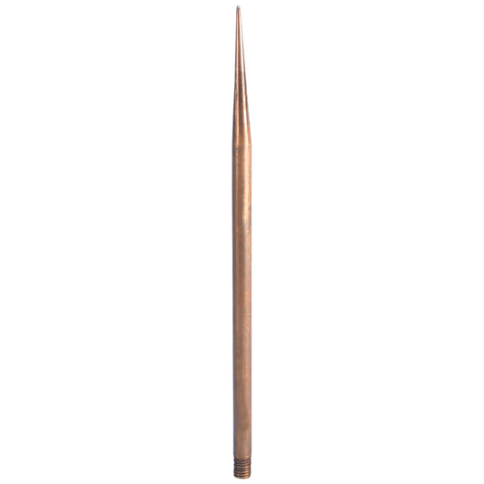 Air Terminal, Imperial Thread, Copper, Bare, 1/2" dia, Sharp, 12"