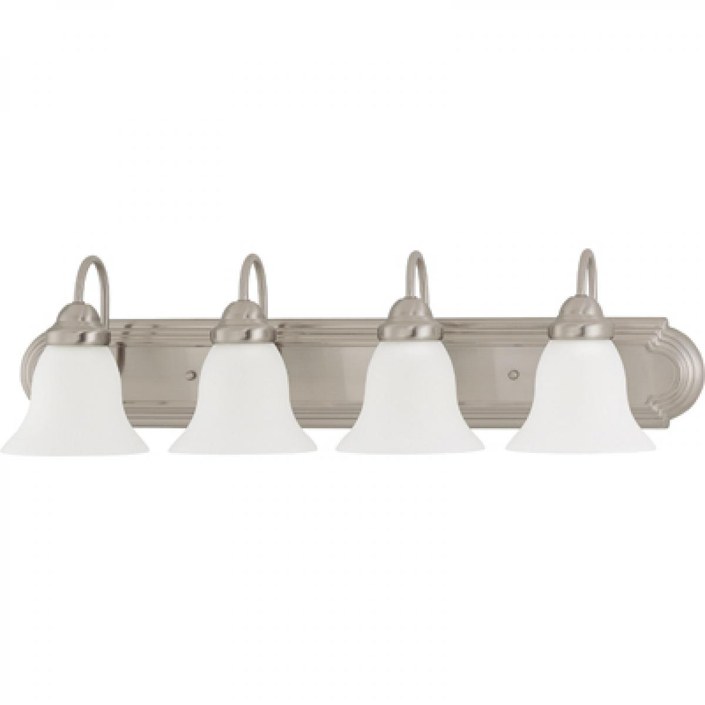 Ballerina - 4 Light 30" Vanity with Frosted White Glass - Brushed Nickel Finish