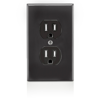 15 Amp Tamper-Resistant Duplex Outlet/Receptacle, Grounding, Black