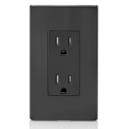 15 Amp Decora Tamper-Resistant Duplex Outlet/Receptacle, Grounding, Black
