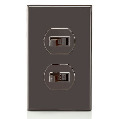 15 Amp, 120/277 Volt, Duplex Style Single-Pole / 3-Way AC Combination Switch, Residential/Commercial Specification Grade, Non-Grounding, Side Wired, Brown