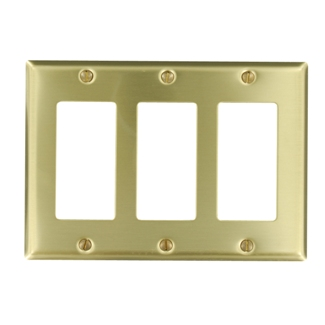 3-Gang Decora/GFCI Device Decora Wallplate/Faceplate, Standard Size, Polished Brass, Device Mount, - Polished Brass