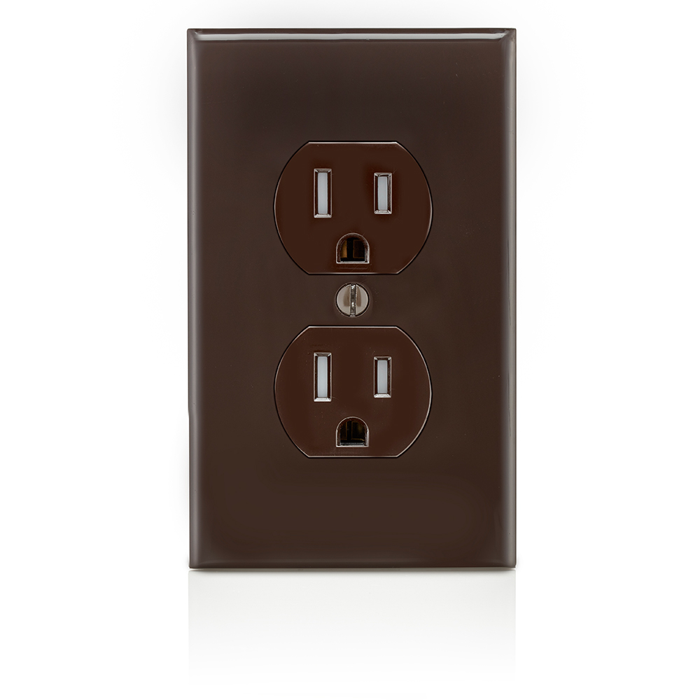 15 Amp Tamper-Resistant Duplex Outlet/Receptacle, Grounding, Brown
