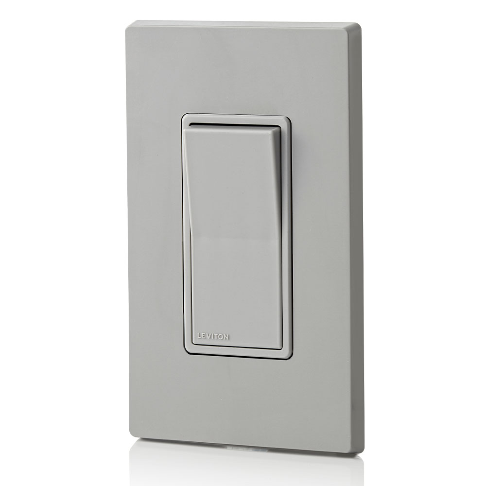 15 Amp Decora Rocker Single-Pole Switch, Grounding, Gray