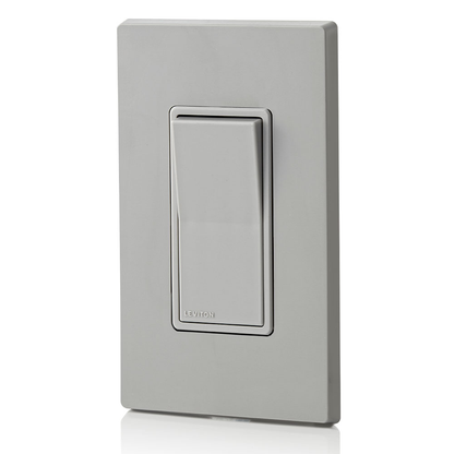 15 Amp Decora Rocker Single-Pole Switch, Grounding, Gray