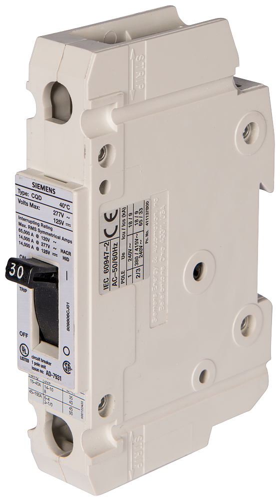BREAKER CQD 1P 30A 277VAC 14KA DIN RAIL