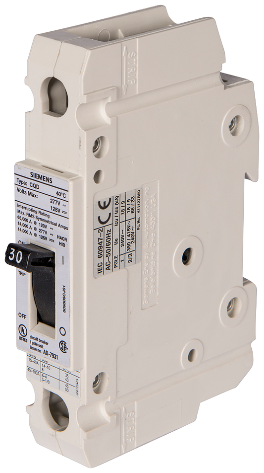 BREAKER CQD 1P 30A 277VAC 14KA DIN RAIL