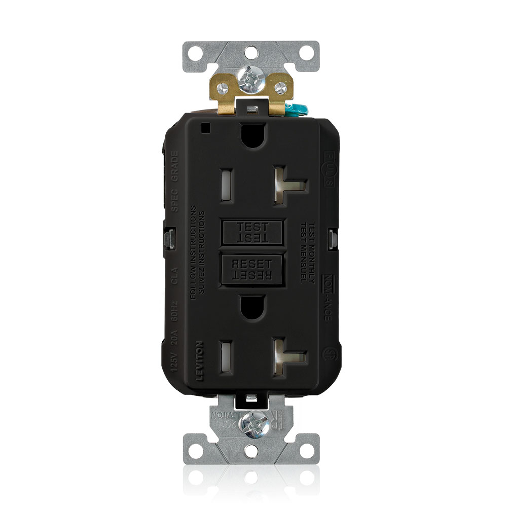 20 Amp SmartlockPro® GFCI Receptacle/Outlet, Industrial Grade, Tamper-Resistant, Lev-Lok