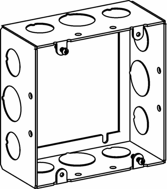 2-1/8" DEEP, 4-11/16" SQUARE (5S) EXTENSION RING WELDED WITH 1/2" & 3/4" KO