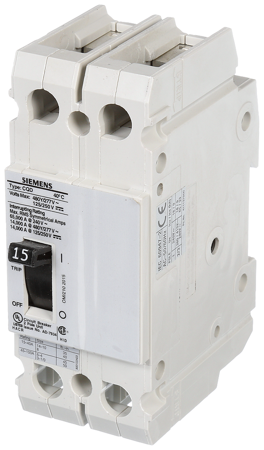 BREAKER CQD 2P 15A 480/277V 14KA DIN