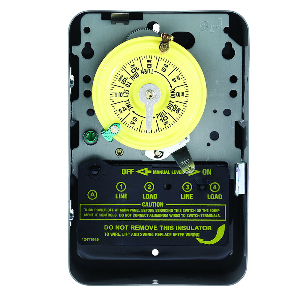 24-Hour Mechanical Time Switch, 120 VAC, 60Hz, 1 NO/1 NC, SPDT, Indoor Metal Enclosure, 1 Hour Interval