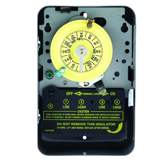 24-Hour Mechanical Time Switch, 120 VAC, 60Hz, 1 NO/1 NC, SPDT, Indoor Metal Enclosure, 1 Hour Interval