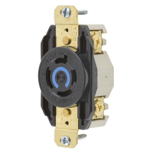 20A Locking Receptacle, 3 Pole, L15-20R, Black
