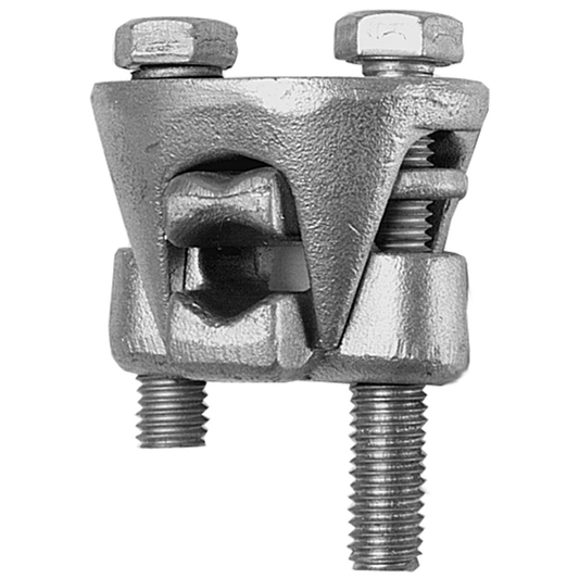 Aluminum connector with spacer bar to separate dissimilar metals; for heavy duty applications; for use with copper and alumimun conductors