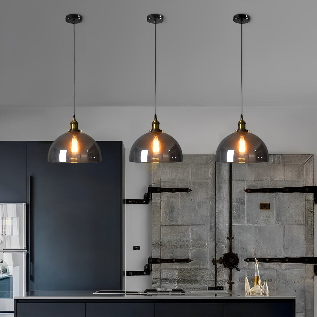 [Open-Box]Retro Creative Glass Electroplated Smoke Gray Industrial Pendant Lamp