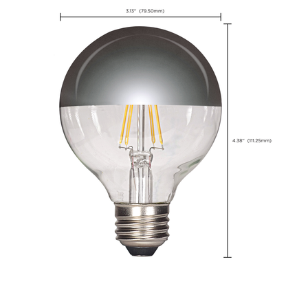 4.5 Watt G25 LED; Silver crown; Medium base; 2700K; 430 Lumens; 120 Volt