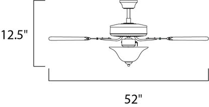 Basic-Max 52" Ceiling Fan White/Light Oak Blades, Matte White